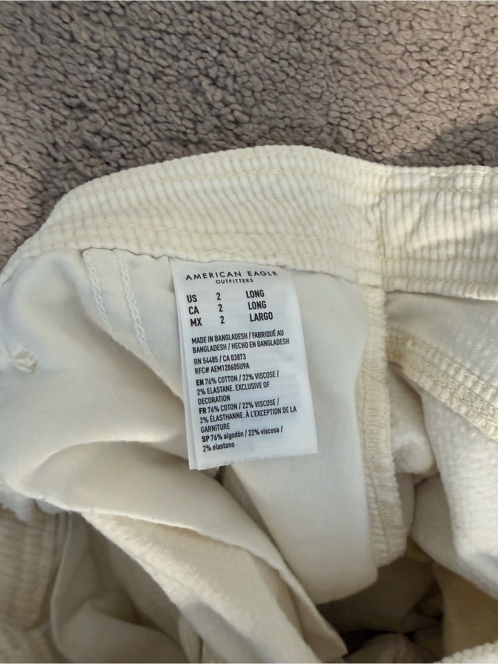 American Eagle Outfitters Cream Corduroy Cargo Pants - Picture 5 of 8